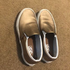 Women’s Rose Gold Slip On Vans. Size 8